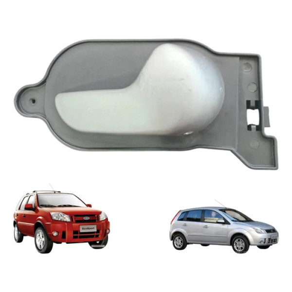 Maçaneta Interna Esquerda Ford Fiesta Ecosport 2004 A 2012  Prateado Dianteira