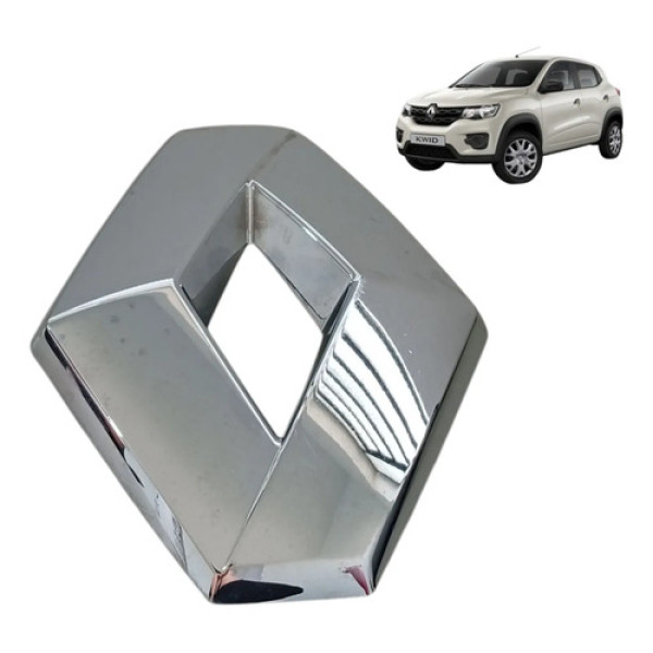 Emblema Dianteiro Renault Kwid 2017 A 2021 Original Prata Cromado