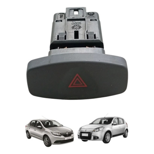 Botão Interruptor Pisca Alerta Sandero Logan 2012/16 446717 Preto