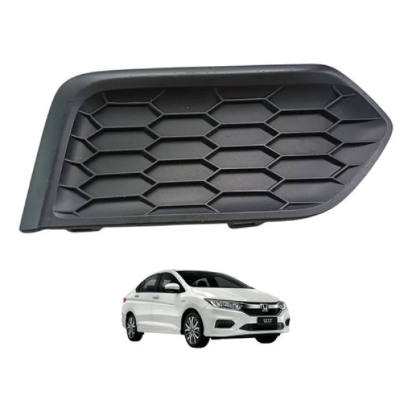 Moldura Grade Milha Direita Parachoque Honda City 2018/2021 Preto Direito