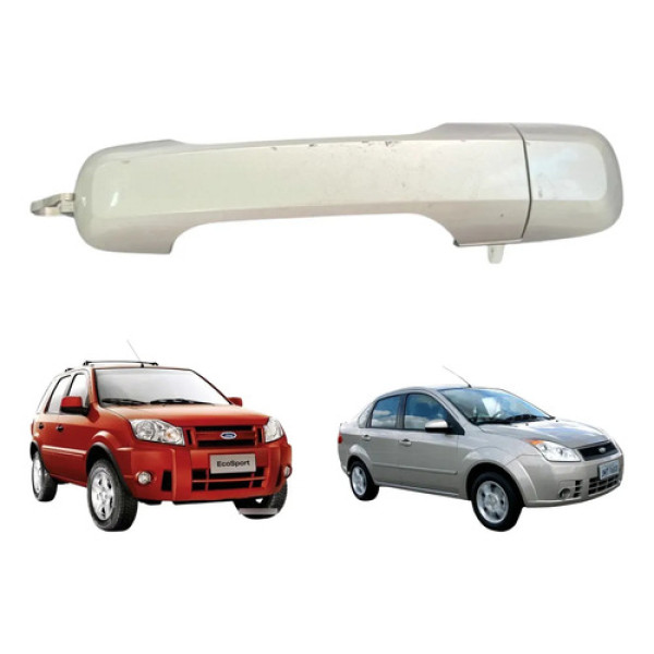 Maçaneta Externa Direita Fiesta Ecosport 2004 A 2012  Prateado Traseira