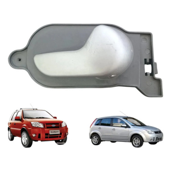 Maçaneta Interna Direita Ford Fiesta Ecosport 2004 A 2012  Prateado Dianteira