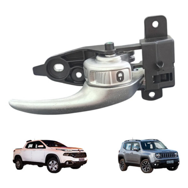 Maçaneta Interna Direita Jeep Renegade Toro 2015 A 2022   Prateado Dianteira/traseira