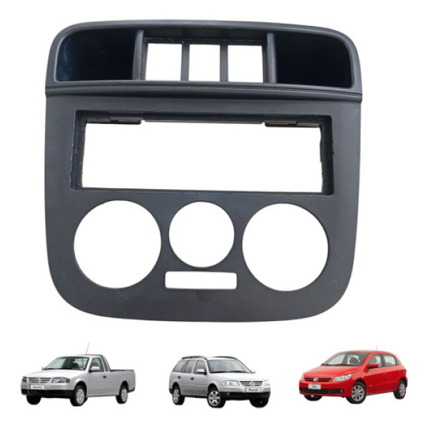 Moldura Central Painel 1 Din Vw Gol Saveiro Parati Preto Preto