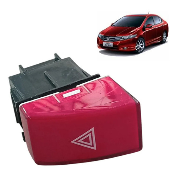 Botão Do Pisca Alerta Honda City 2009 2010 2011 2012 2014 Vermelho