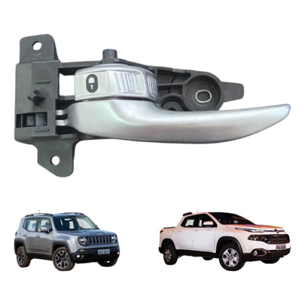 Maçaneta Interna Esquerda Jeep Renegade Toro 2015 A 2022  Prateado Dianteira/traseira