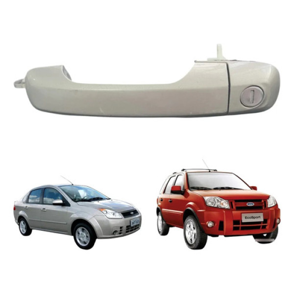 Maçaneta Externa Esquerda Fiesta Ecosport 2004 A 2012  Prateado Dianteira